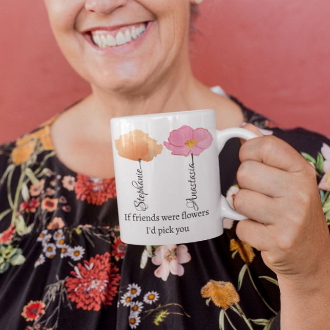 Best friends Coworker Farewell Bestie flower Two-Tone Coffee Mug (Creator Uploaded)