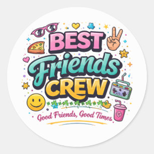 Best Friends Crew Matching Shirt Classic Round Sticker