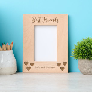 Best Friends Cursive Script Names with Hearts Etched Frames