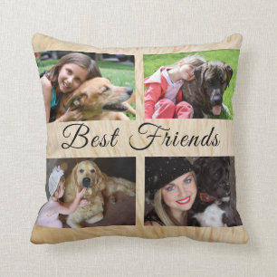 Best Friends Custom 4 Dog Photo Collage Cushion