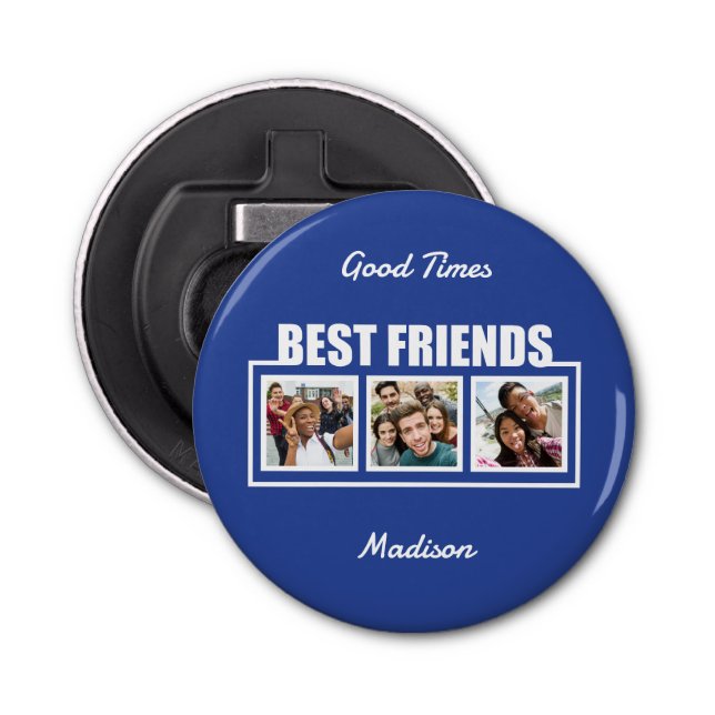Best Friends custom name, photos & colour Bottle Opener (Front)