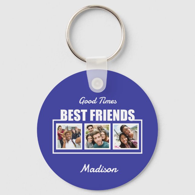 Best Friends custom name, photos & colour Key Ring (Front)