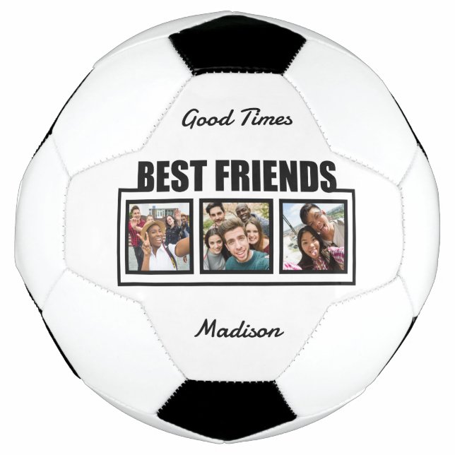 Best Friends custom name, photos & colour Soccer Ball (Front)