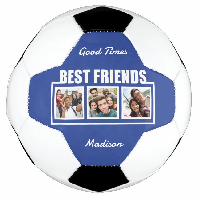 Best Friends custom name, photos & colour Soccer Ball (Front)