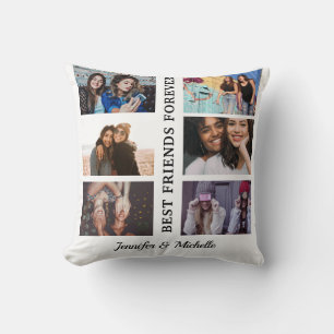 Best Friends custom names and 6 photo collage bff Cushion