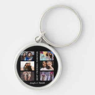Best Friends custom names and 6 photo collage bff Key Ring