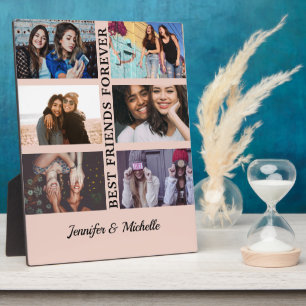 Best Friends custom names and 6 photo collage bff Plaque