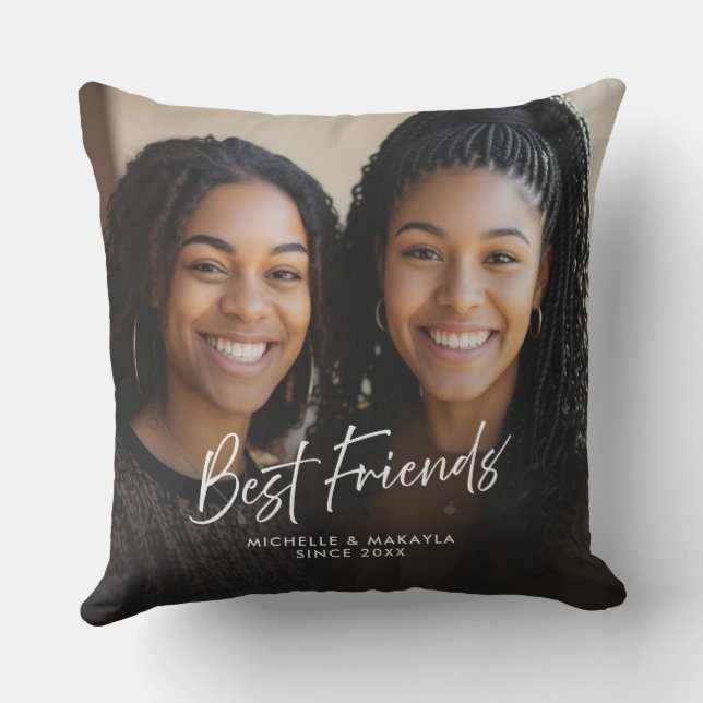 Best Friends Custom Names & Year Two Photo Script Cushion (Back)