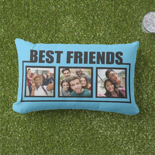 Best Friends custom photos & colour Lumbar Cushion (Grass)