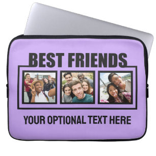 Best Friends custom photos, text & colour Laptop Sleeve