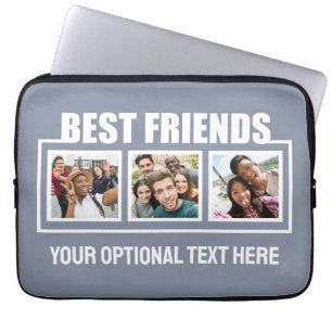 Best Friends custom photos, text & colour Laptop Sleeve