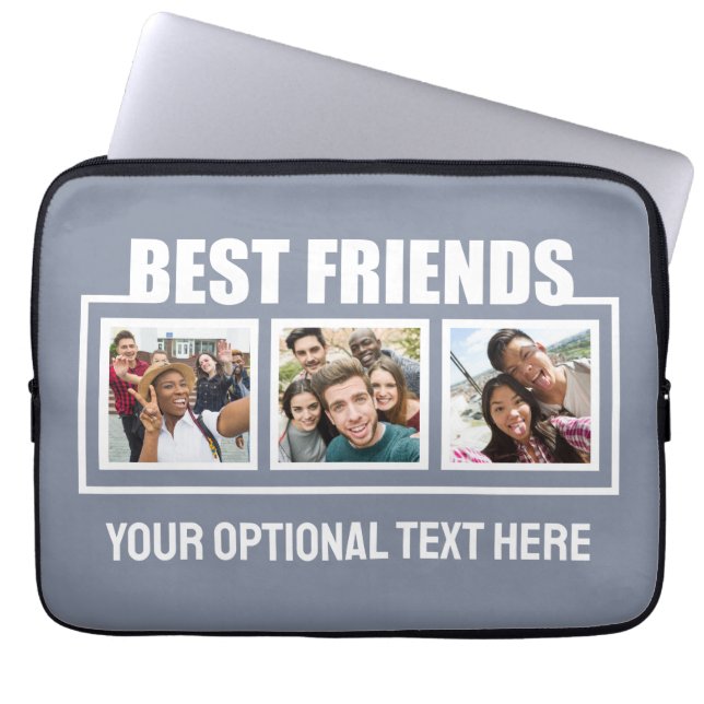 Best Friends custom photos, text & colour Laptop Sleeve (Front)