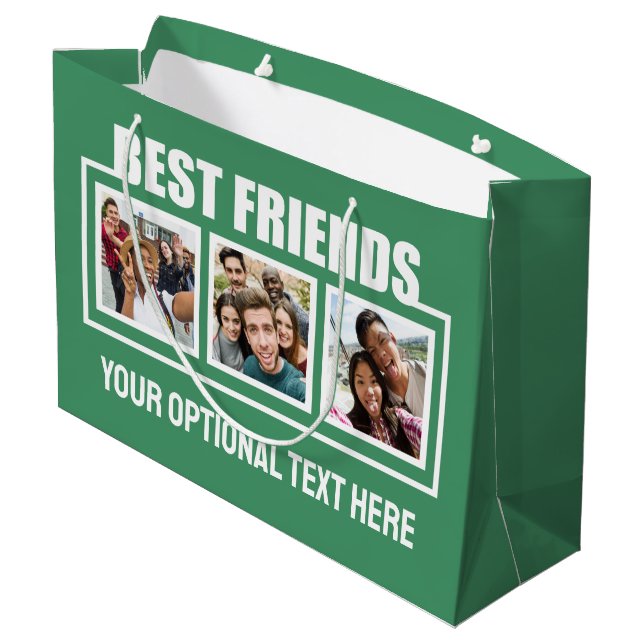 Best Friends custom photos, text & colour Large Gift Bag (Back Angled)