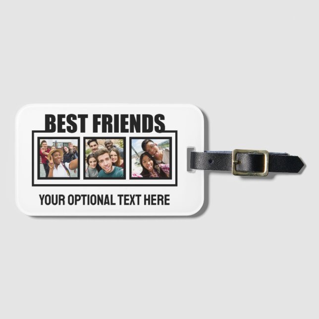 Best Friends custom photos, text & colour Luggage Tag (Front Horizontal)
