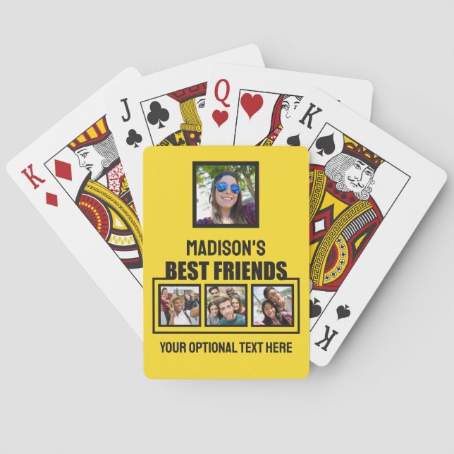 Best Friends custom photos, text & colour Playing Cards (Back)
