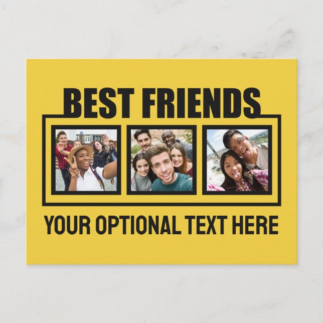 Best Friends custom photos, text & colour Postcard (Front)