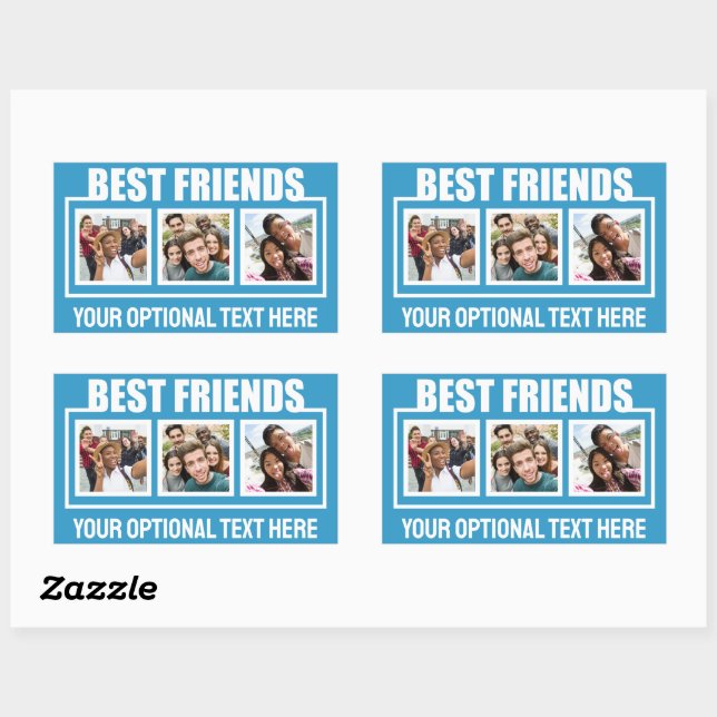 Best Friends custom photos, text & colour Rectangular Sticker (Sheet)