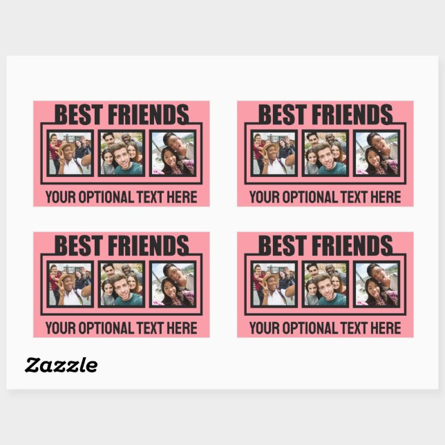 Best Friends custom photos, text & colour Rectangular Sticker (Sheet)