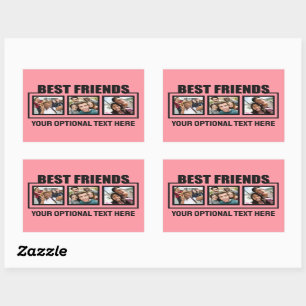 Best Friends custom photos, text & colour Rectangular Sticker
