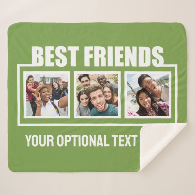 Best Friends custom photos, text & colour Sherpa Blanket (Front (Horizontal))