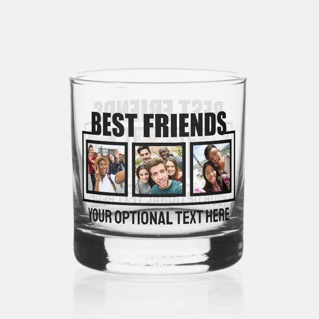 Best Friends custom photos & text Whiskey Glass (Back)