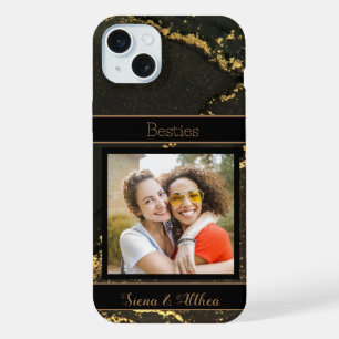 Best Friends Customisable Photo Black and Gold iPhone 15 Plus Case
