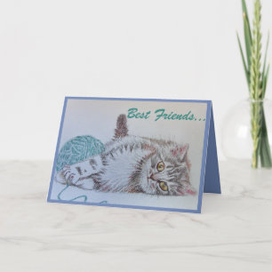 Best Friends Cute Cat Art Greetings Card