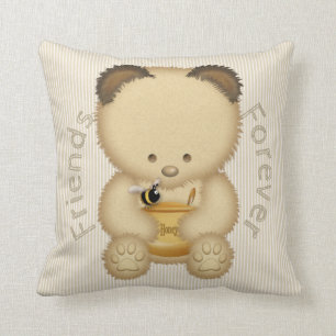 Best Friends Cute Honey Bear And Bee Cushion