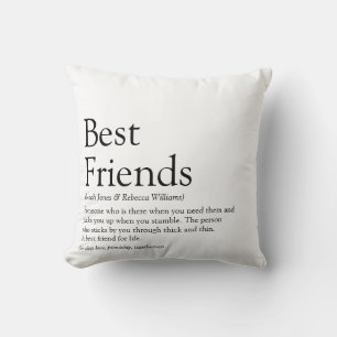 Best Friends Definition Modern Fun Black and White Cushion