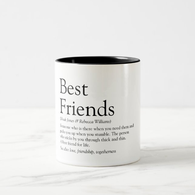 Best Friends Definition Modern Typographic Two-Tone Coffee Mug (Center)