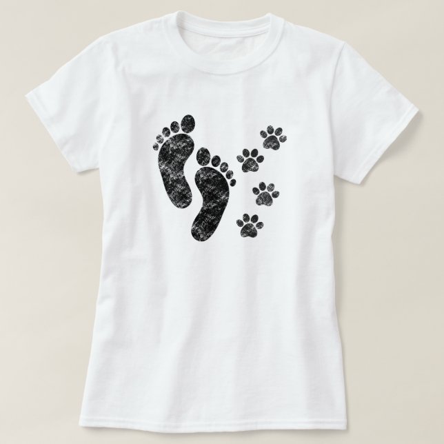 Best Friends Dog Paws and Footprints  T-Shirt (Design Front)