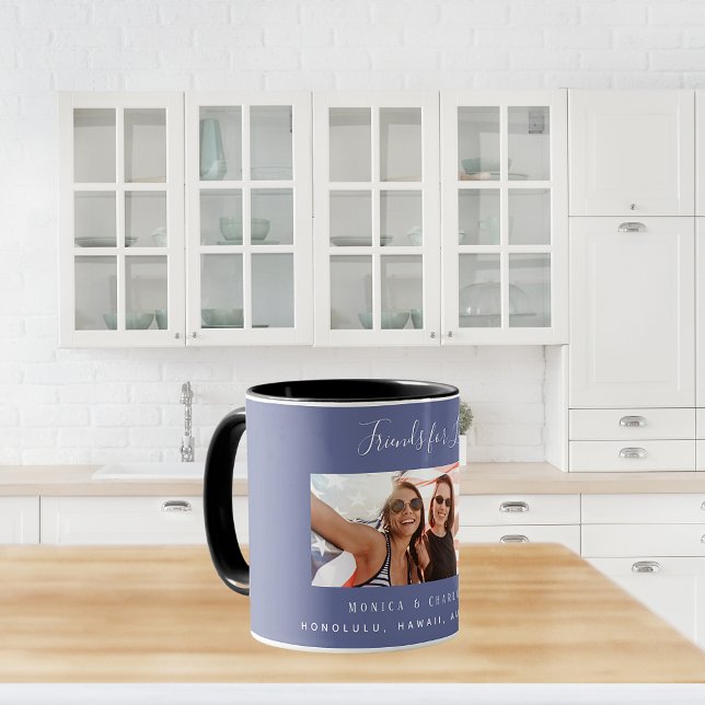Best friends dusty blue photo names mug (Creator Uploaded)