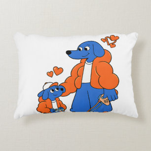 Best Friends : Father and son Blue Dog Duo ( Orang Decorative Cushion