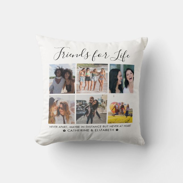 Best Friends for Life 6 Photo Quote Script Cushion (Front)