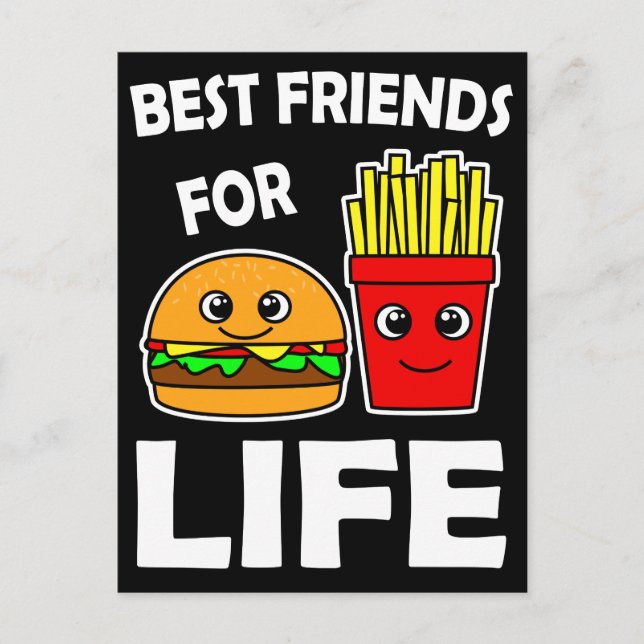 Best Friends For Life Burger And French Fries  Postcard (Front)