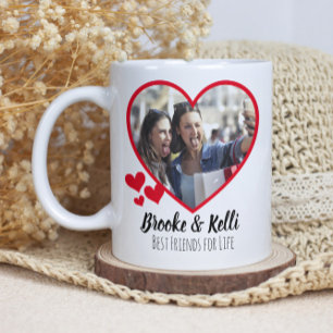 Best Friends For Life Two Photo Heart Coffee Mug
