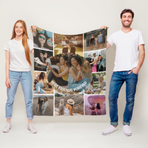 Best Friends Forever 11 Photo Collage Friendship Fleece Blanket
