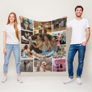 Best Friends Forever 11 Photo Collage Friendship Fleece Blanket