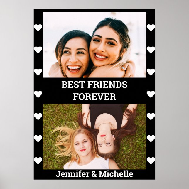 Best Friends Forever 2 Custom Photo and Name black Poster (Front)