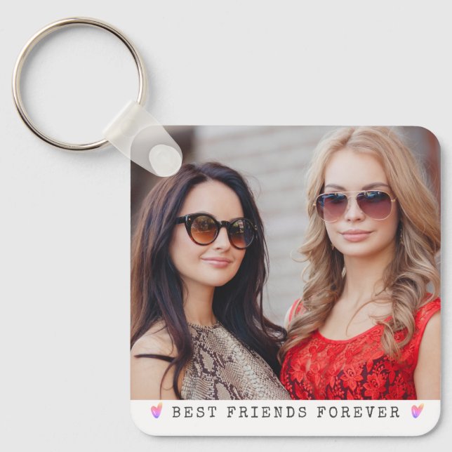 Best Friends Forever 2 Photo Personalised Key Ring (Front)