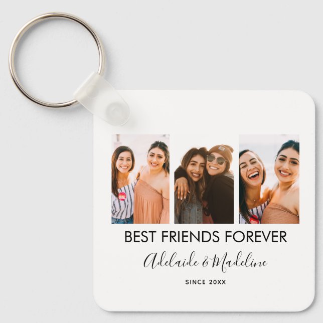 Best Friends Forever 3 Photo Collage Gift Key Ring (Front)