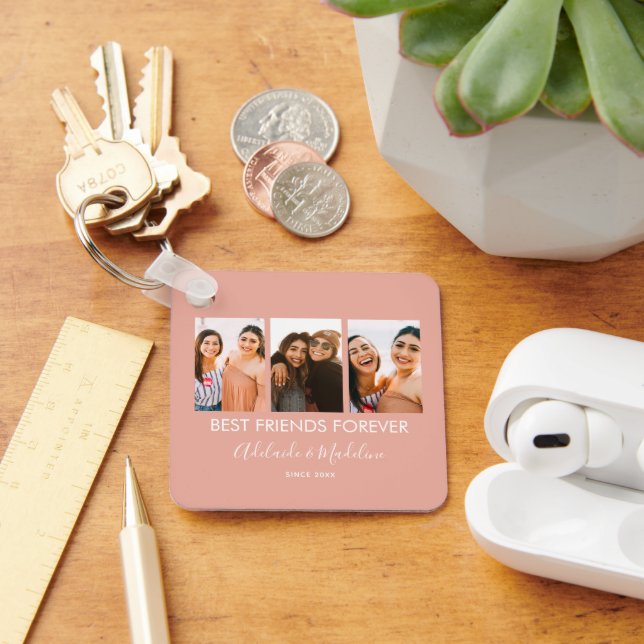Best Friends Forever 3 Photo Collage Gift Key Ring (Desk)