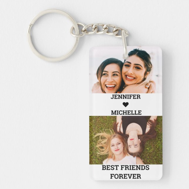 Best Friends Forever 4 Custom Photo and Names Key Ring (Front)