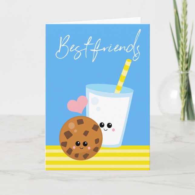 Best Friends Forever BBF Milk And Cookie Kawaii Card (Front)