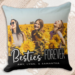 Best Friends Forever Besties Black Photo Cushion