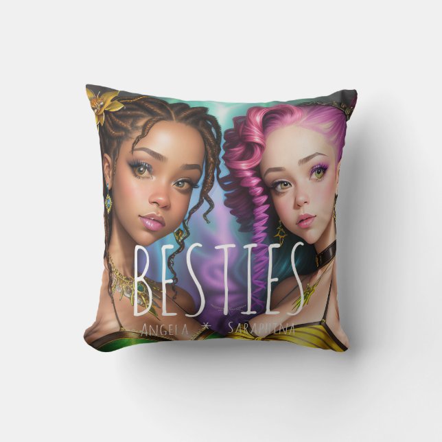 Best Friends Forever Besties Photo Throw Pillow (Front)