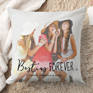 Best Friends Forever Besties White Photo Cushion