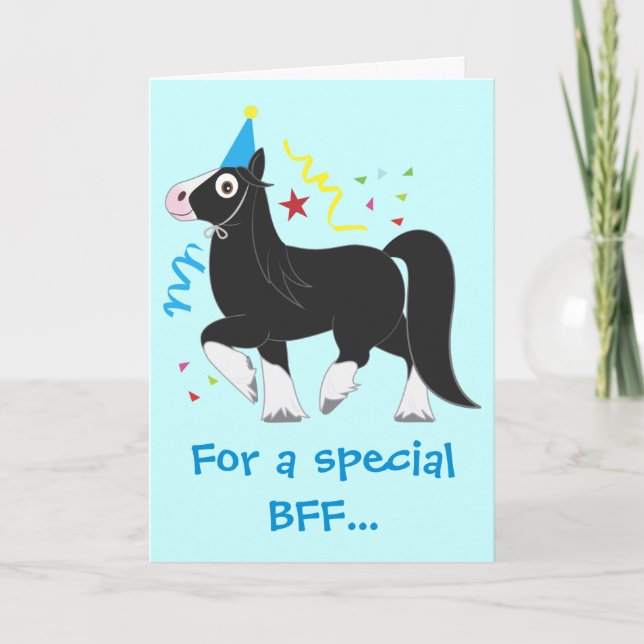 Best Friends Forever, BFF, Birthday with Horse Card (Front)