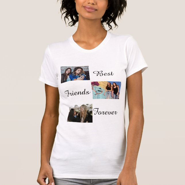 Best Friends Forever BFF Custom 3 Photo Collage T-Shirt (Front)