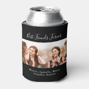 Best friends forever BFF custom photo party black Can Cooler
